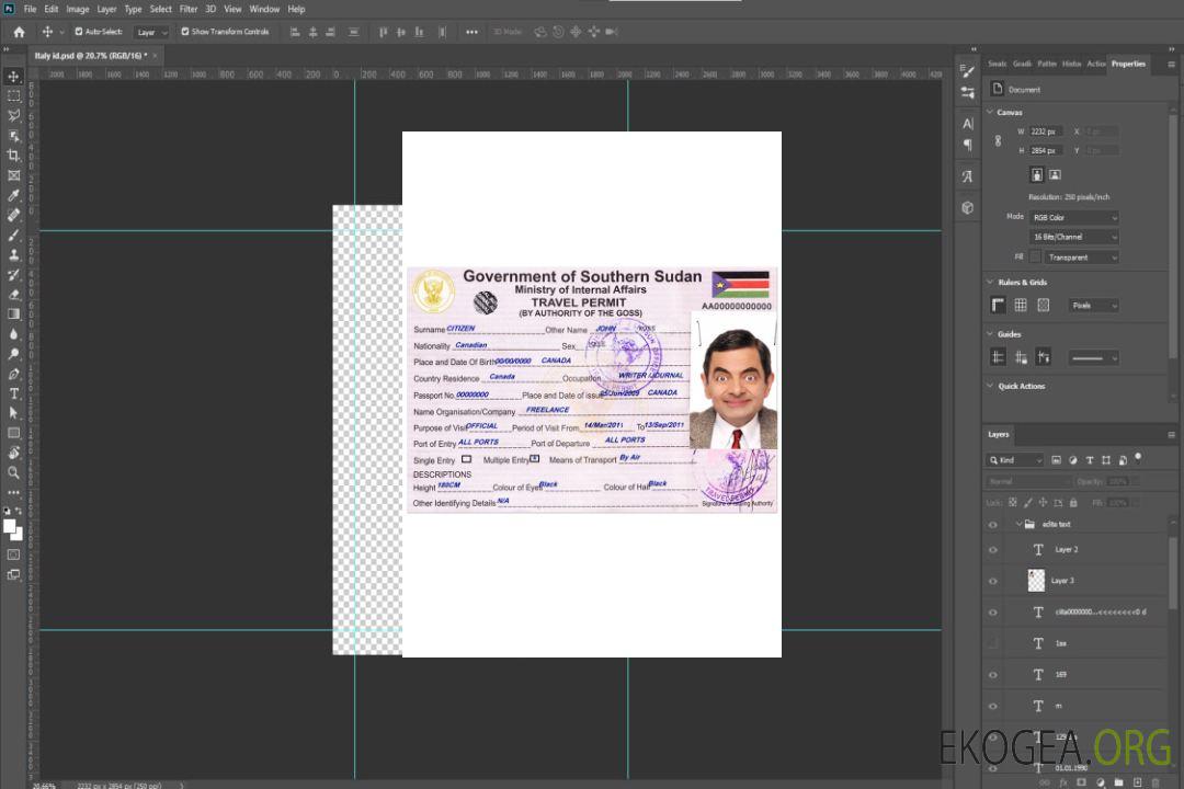 Permis de voyage SOUDAN DU SUD template Permis de voyage SOUDAN DU SUD template